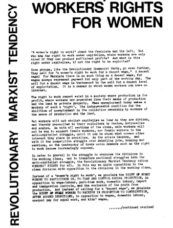 Pamplet on Women's Rights by the Revolutionary Marxist Tendency (1982)