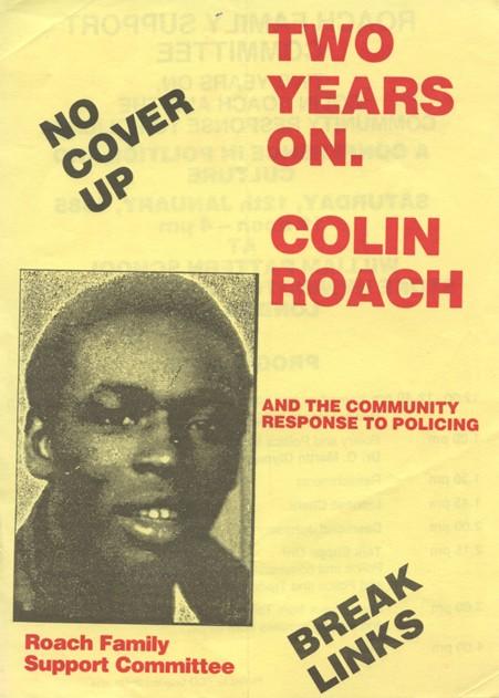 Poster of the Colin Roach Family Support Committee