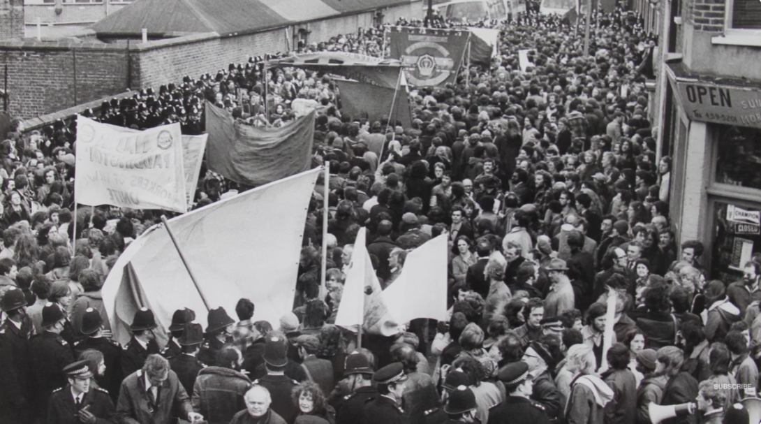 Screenshot YouTube: 'Defeat was Snatched from the Jaws of Victory' - Remembering the Grunwick Strike.