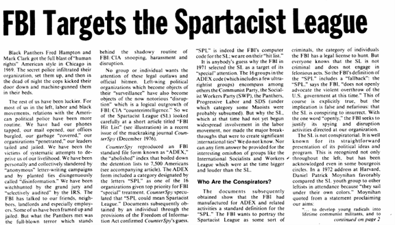 The FBI monitored the US section of ther Spartacist League