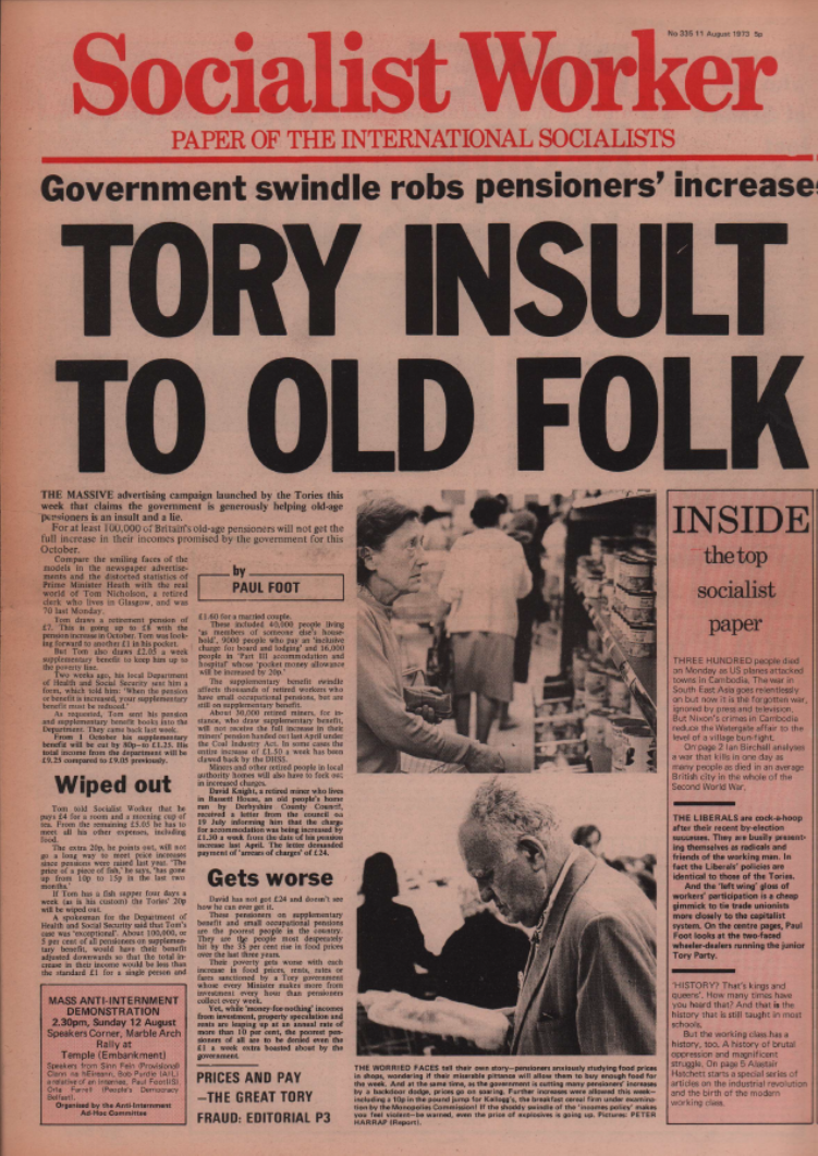Socialist Worker newspaper,  11 August 1973