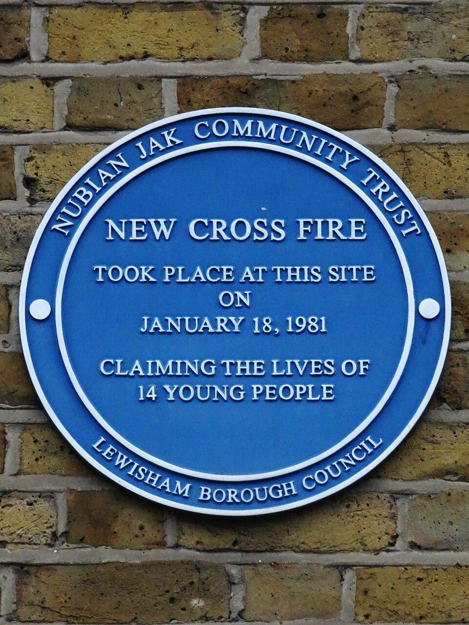 Blue plaque erected by Nubian Jak Community Trust at 439 New Cross Road, London.