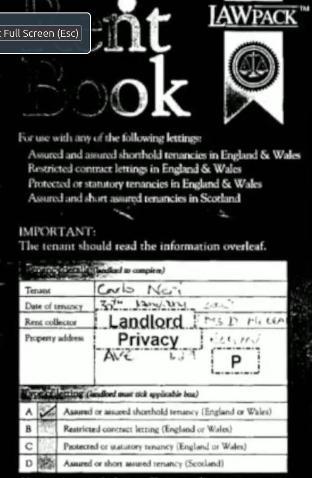 HN104 fraudulent rent book