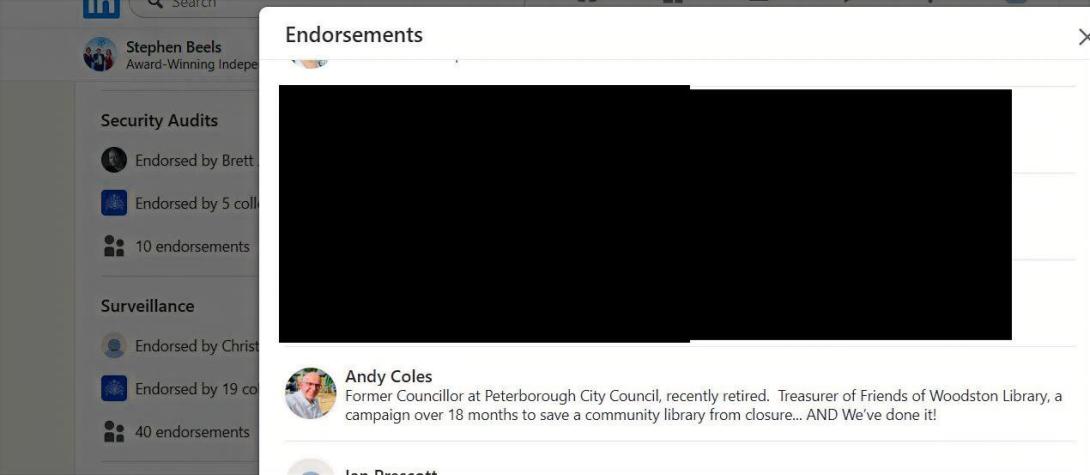 Coles' recommendation on Beels' LinkedIn profile